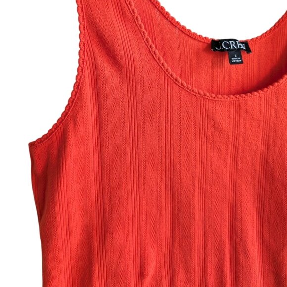 J. Crew Pointelle Tank Top Apertif Red Cotton Sleeveless Feminine Women's Large - Picture 8 of 10